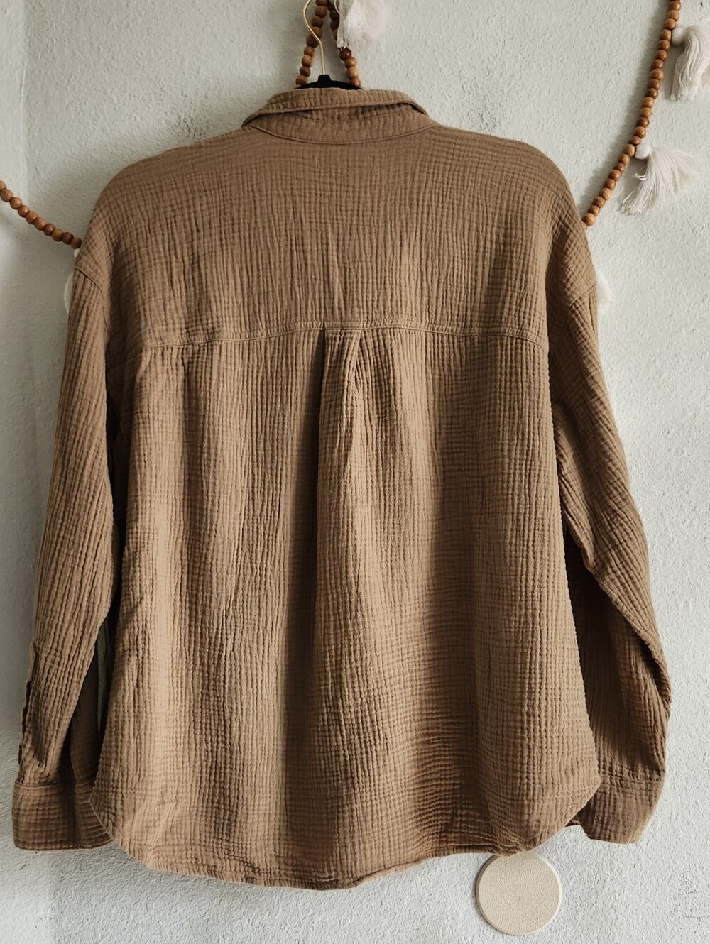Madewell Camel Brown Gauze Button Up Top - Picture 5 of 5
